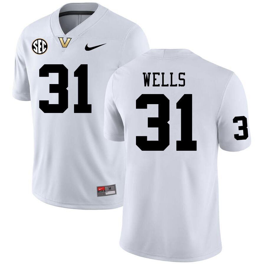 Vanderbilt Commodores #31 Landon Wells College Football Jerseys Sale Stitched-White